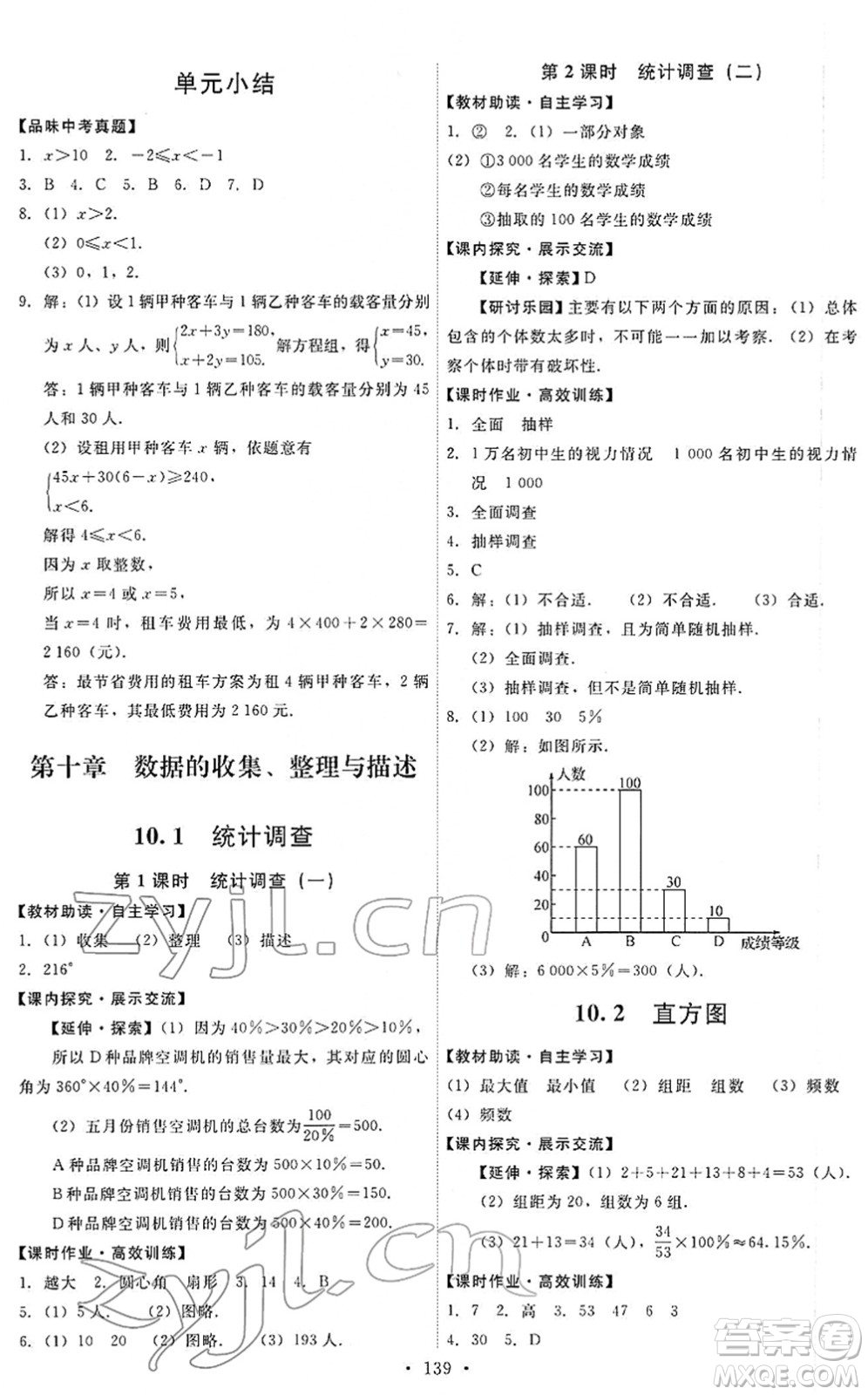 人民教育出版社2022能力培養(yǎng)與測試七年級數(shù)學(xué)下冊人教版答案