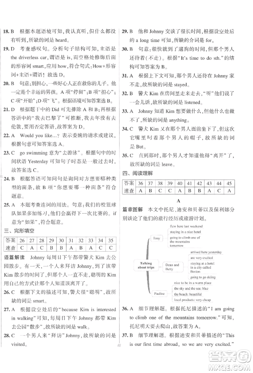 首都師范大學(xué)出版社2022年5年中考3年模擬初中試卷七年級下冊英語人教版參考答案