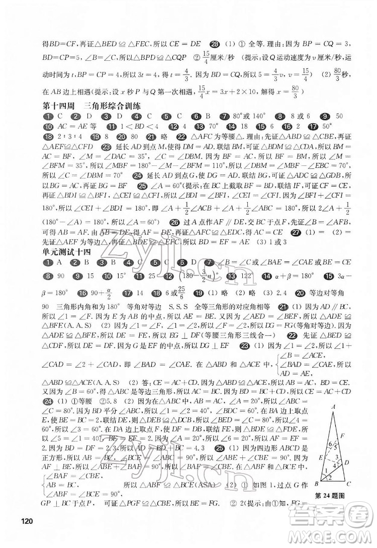 華東師范大學出版社2022一課一練七年級數(shù)學N版第二學期增強版華東師大版答案