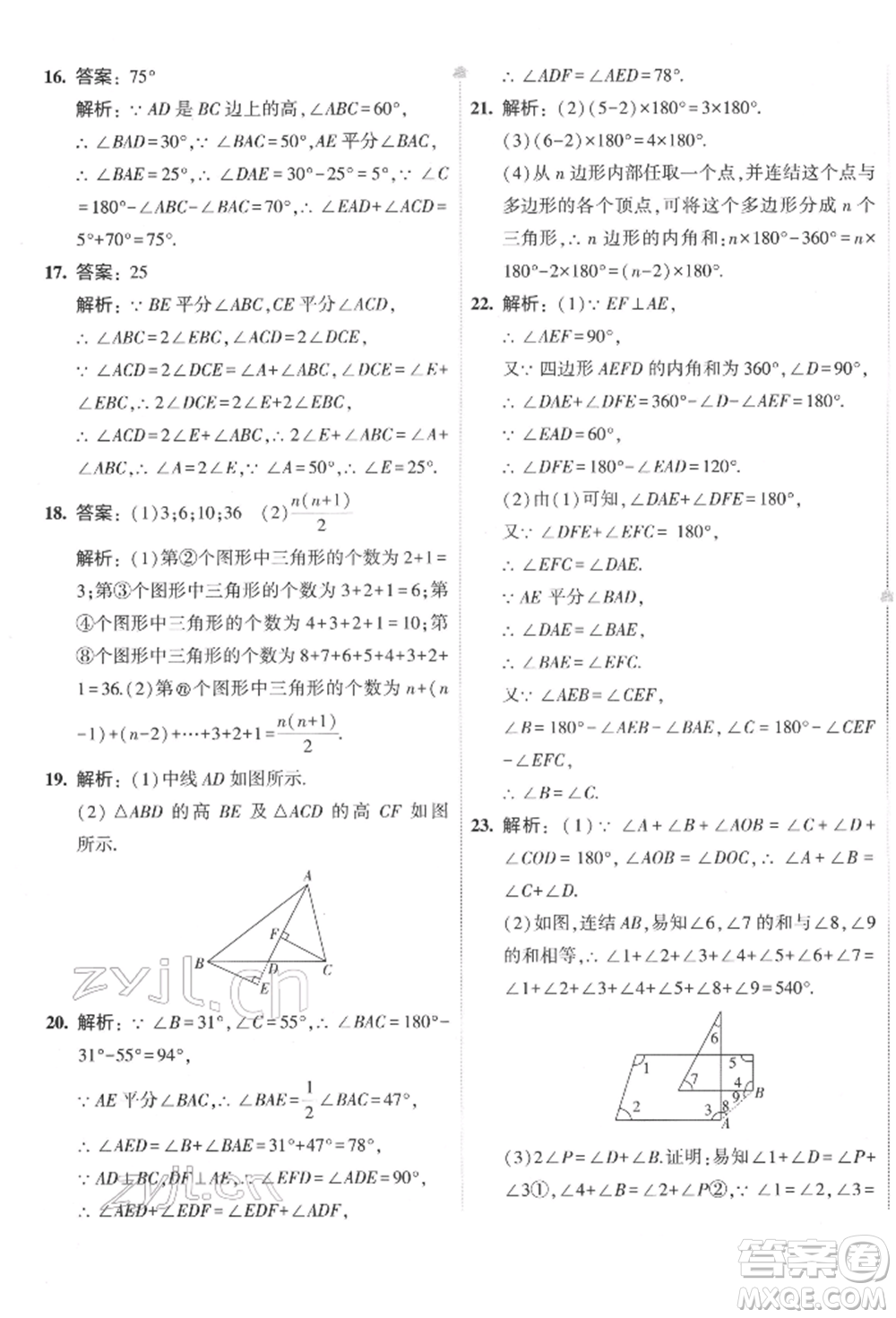 首都師范大學出版社2022年5年中考3年模擬初中試卷七年級下冊數(shù)學華師大版參考答案