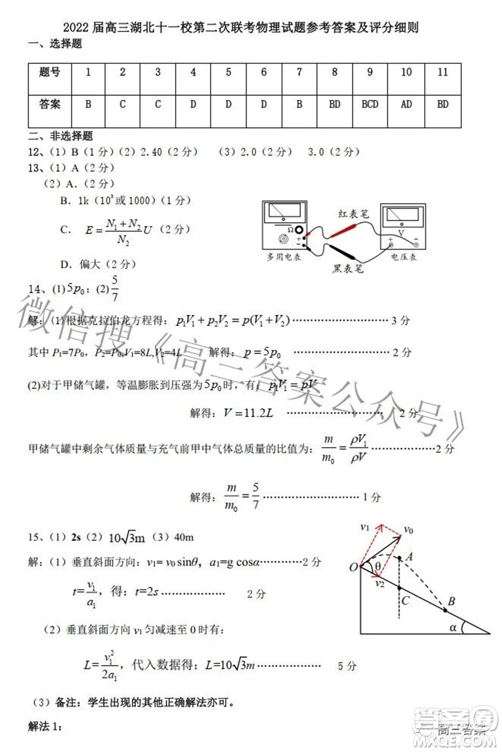 2022屆高三湖北十一校第二次聯(lián)考物理試題及答案