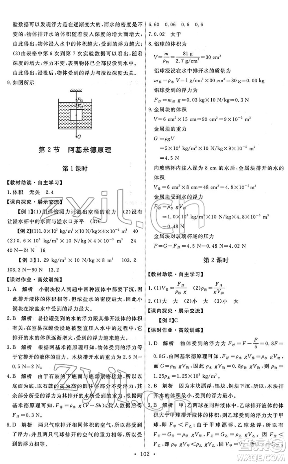 人民教育出版社2022能力培養(yǎng)與測試八年級物理下冊人教版答案