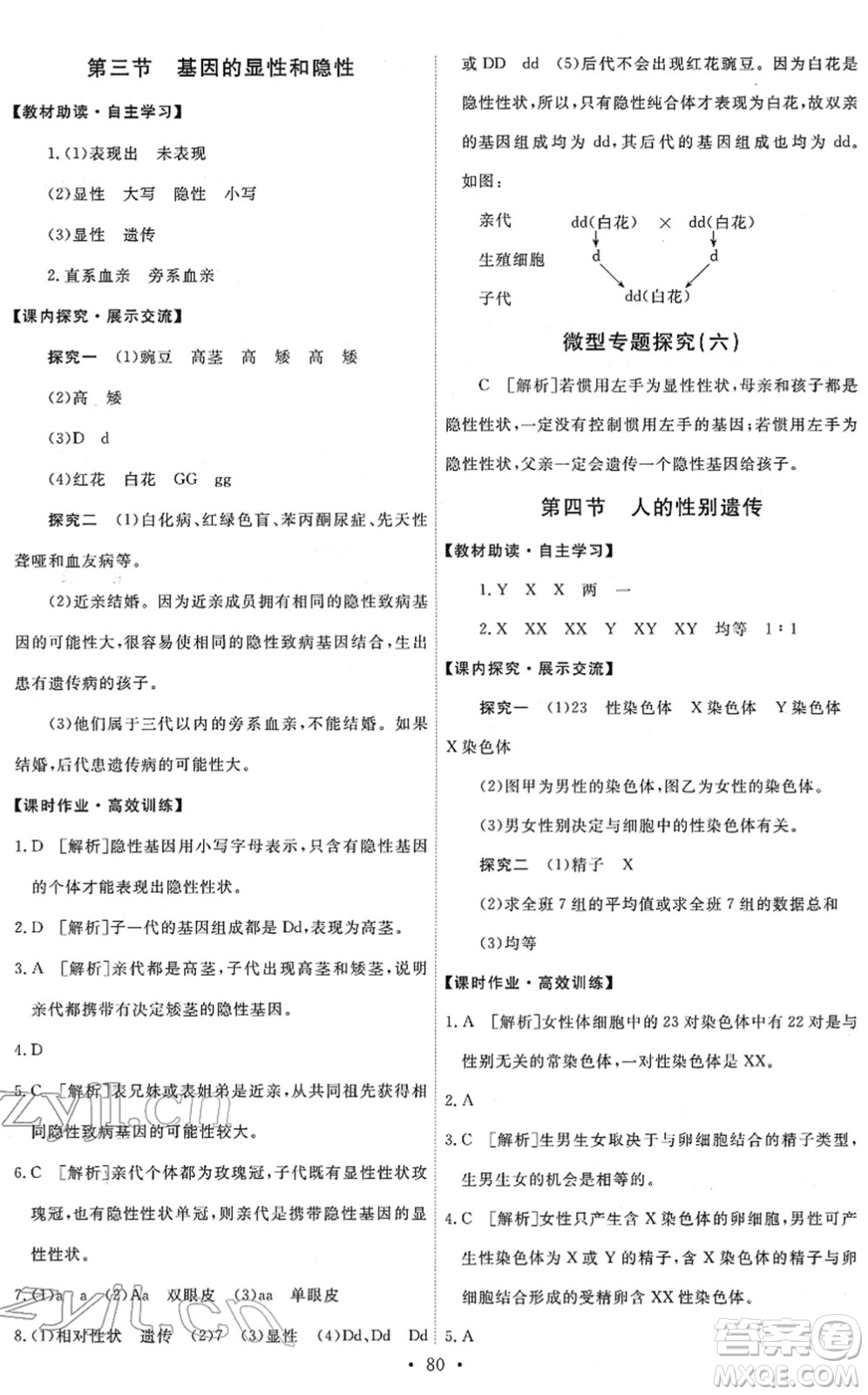 人民教育出版社2022能力培養(yǎng)與測(cè)試八年級(jí)生物下冊(cè)人教版答案