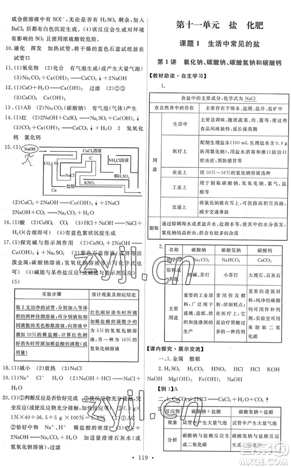 人民教育出版社2022能力培養(yǎng)與測試九年級化學下冊人教版湖南專版答案