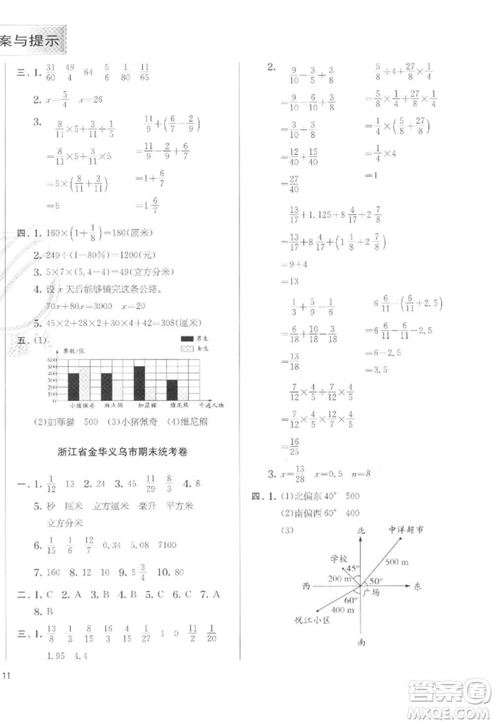 江蘇人民出版社2022實驗班提優(yōu)訓(xùn)練五年級下冊數(shù)學(xué)北師大版參考答案