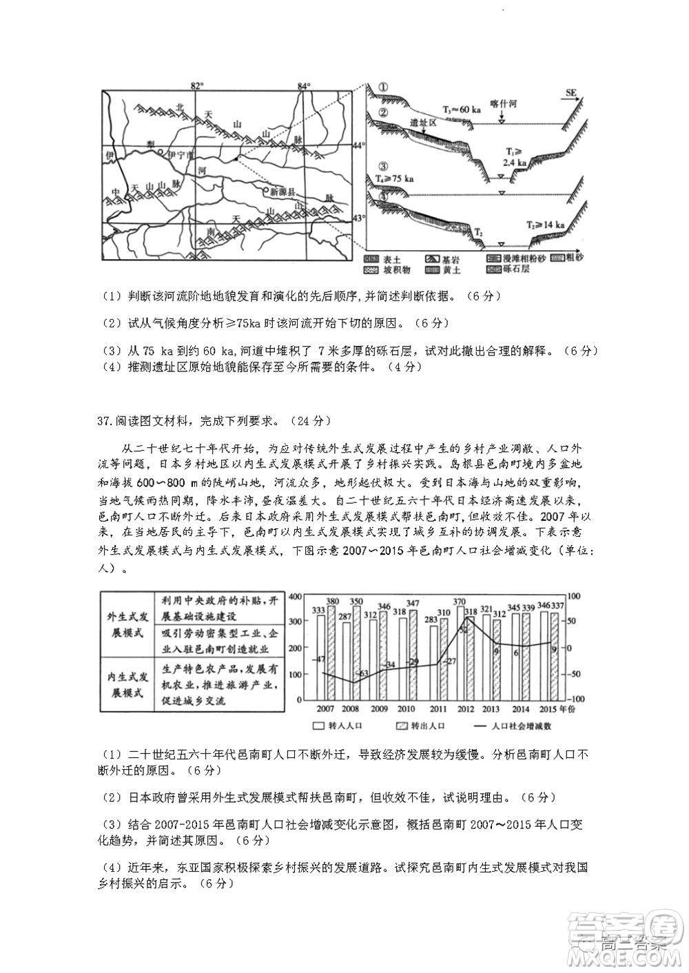 2021-2022年昌吉學(xué)聯(lián)體第三次高三年級高考適應(yīng)性考試文科綜合試題及答案