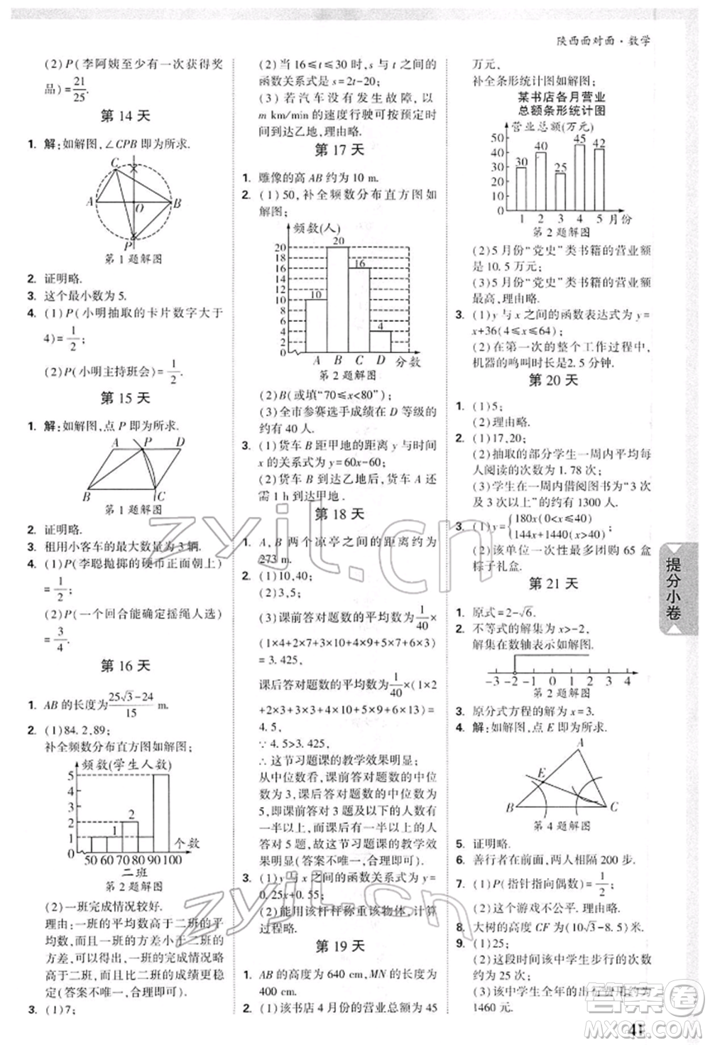 陜西科學(xué)技術(shù)出版社2022中考面對(duì)面九年級(jí)數(shù)學(xué)通用版陜西專版參考答案