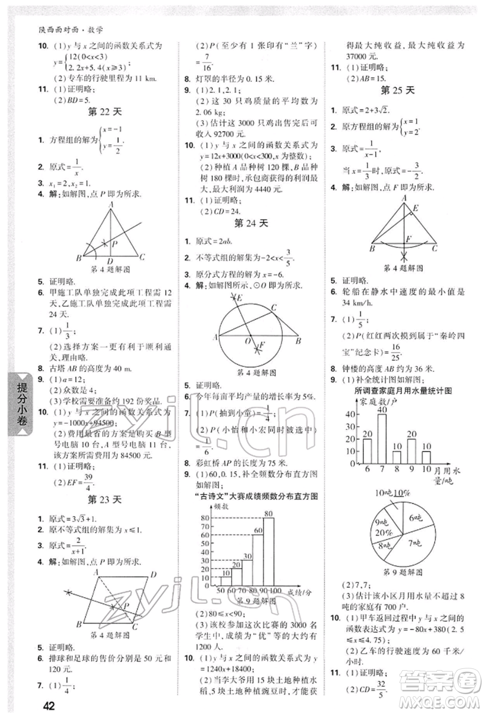 陜西科學(xué)技術(shù)出版社2022中考面對(duì)面九年級(jí)數(shù)學(xué)通用版陜西專版參考答案