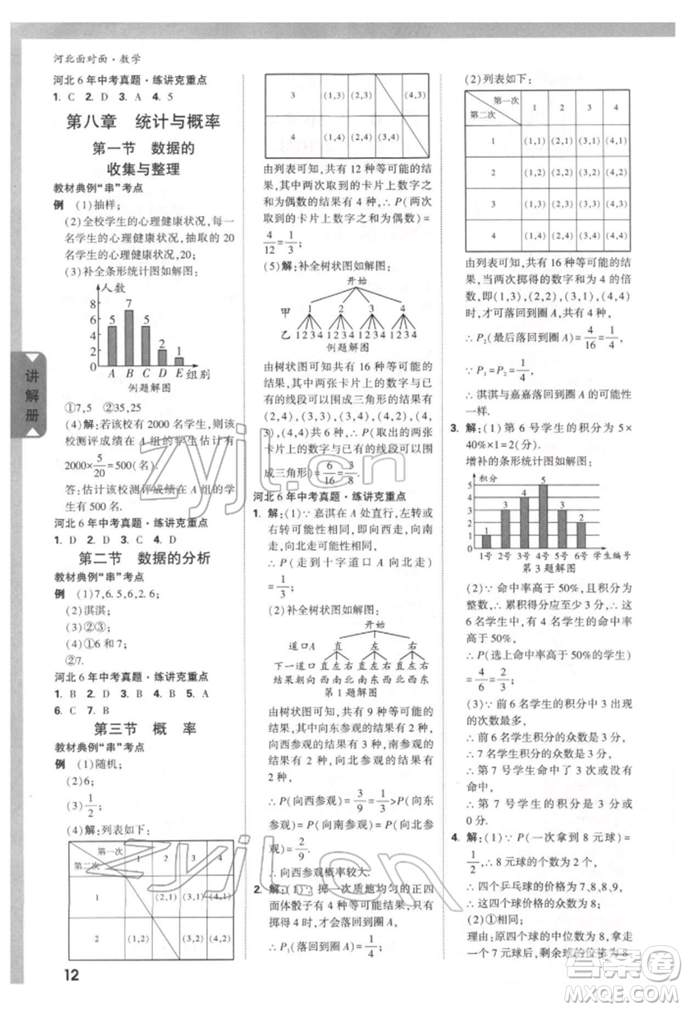 新疆青少年出版社2022中考面對面九年級數(shù)學(xué)通用版河北專版參考答案