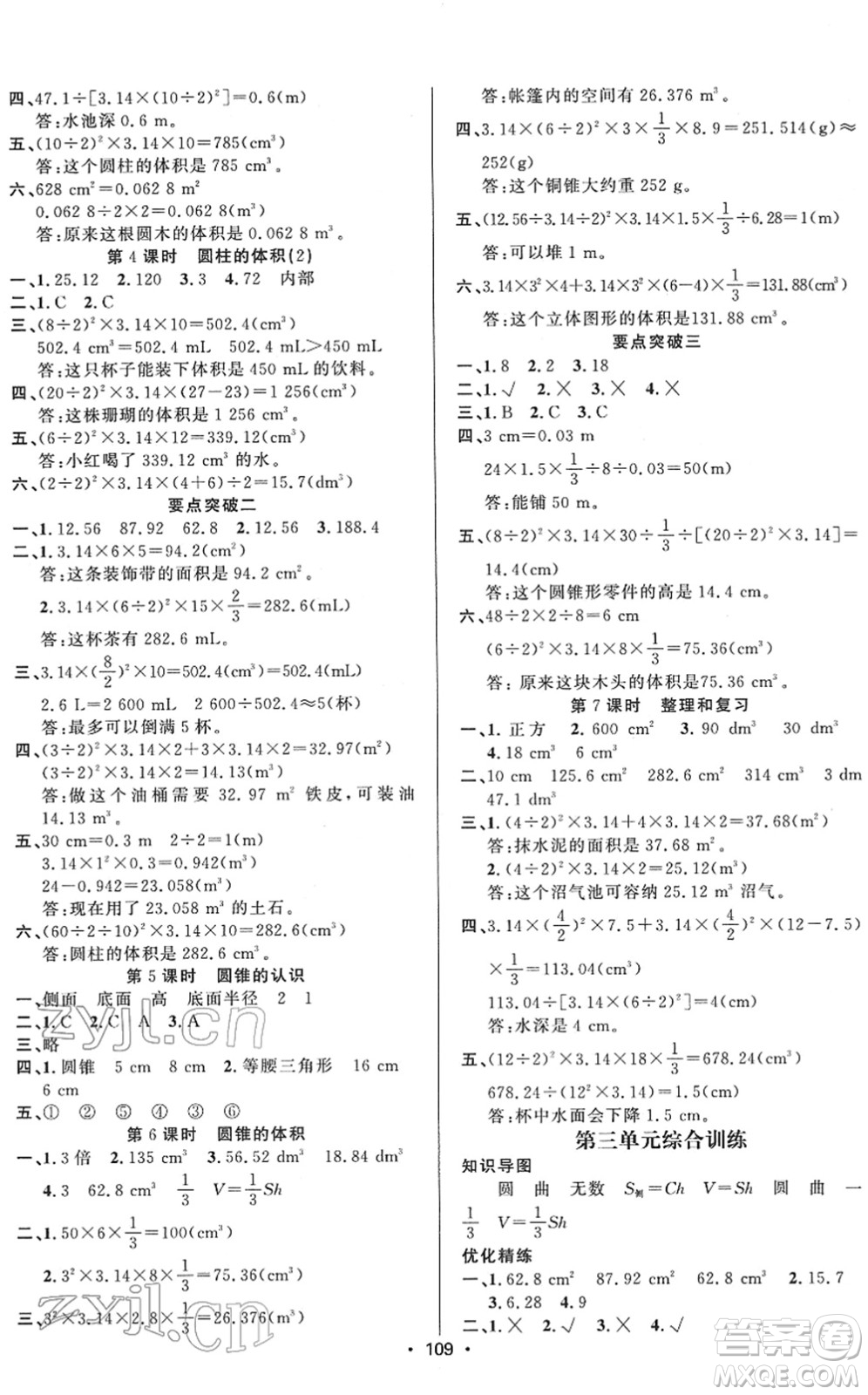 新疆文化出版社2022金榜行動(dòng)六年級數(shù)學(xué)下冊R人教版答案