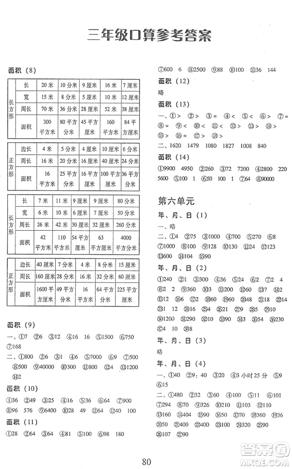 云南美術(shù)出版社2022每日10分鐘口算心算速算天天練三年級(jí)數(shù)學(xué)下冊(cè)RJ人教版答案