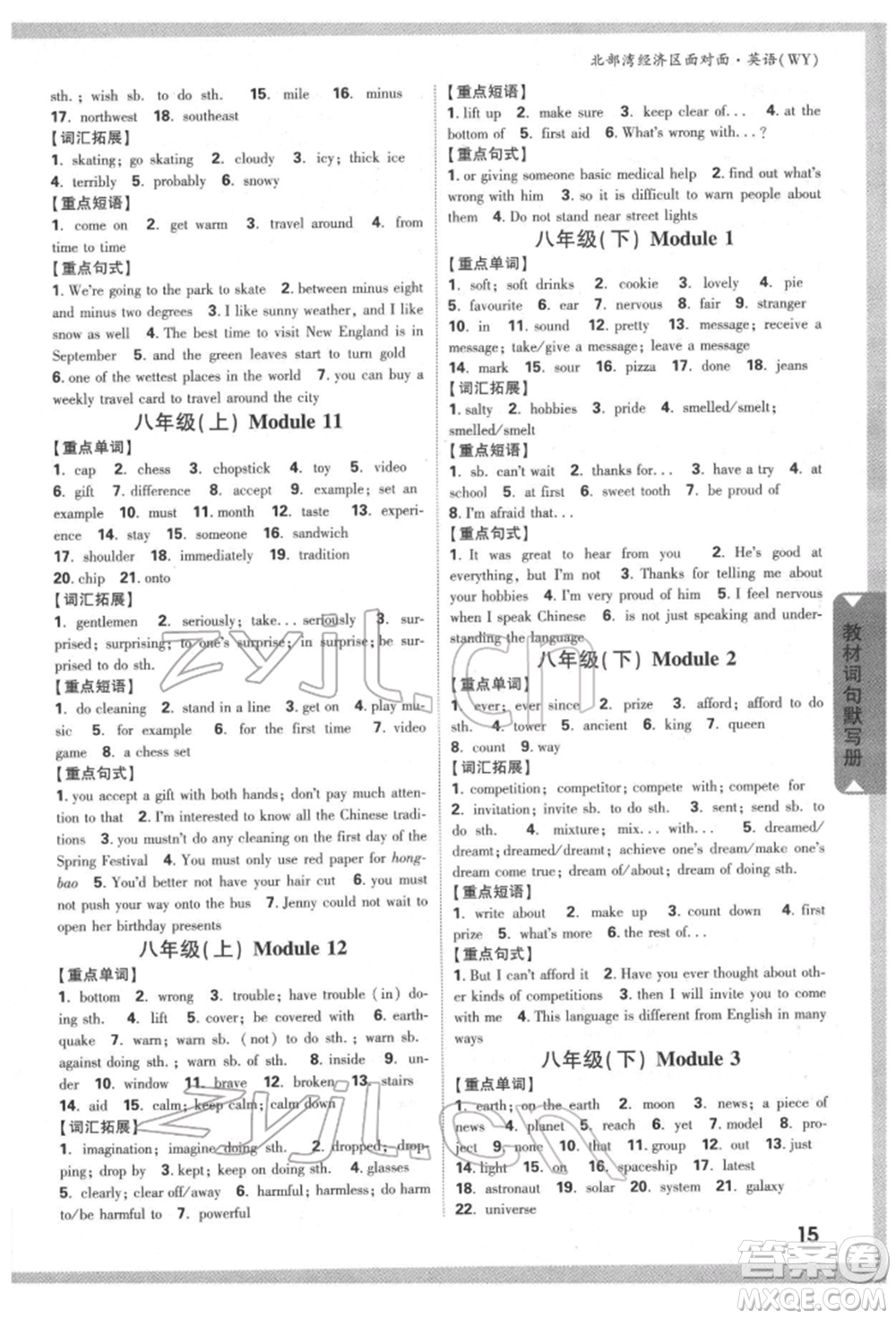 新疆青少年出版社2022中考面對(duì)面九年級(jí)英語外研版北部灣經(jīng)濟(jì)區(qū)專版參考答案