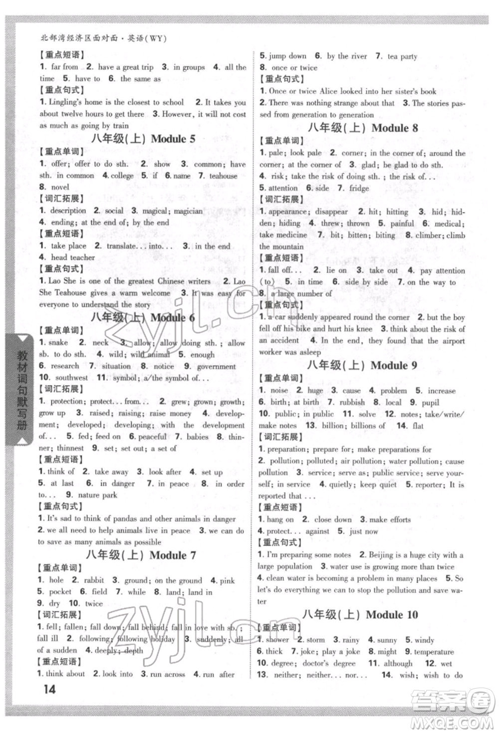 新疆青少年出版社2022中考面對(duì)面九年級(jí)英語外研版北部灣經(jīng)濟(jì)區(qū)專版參考答案