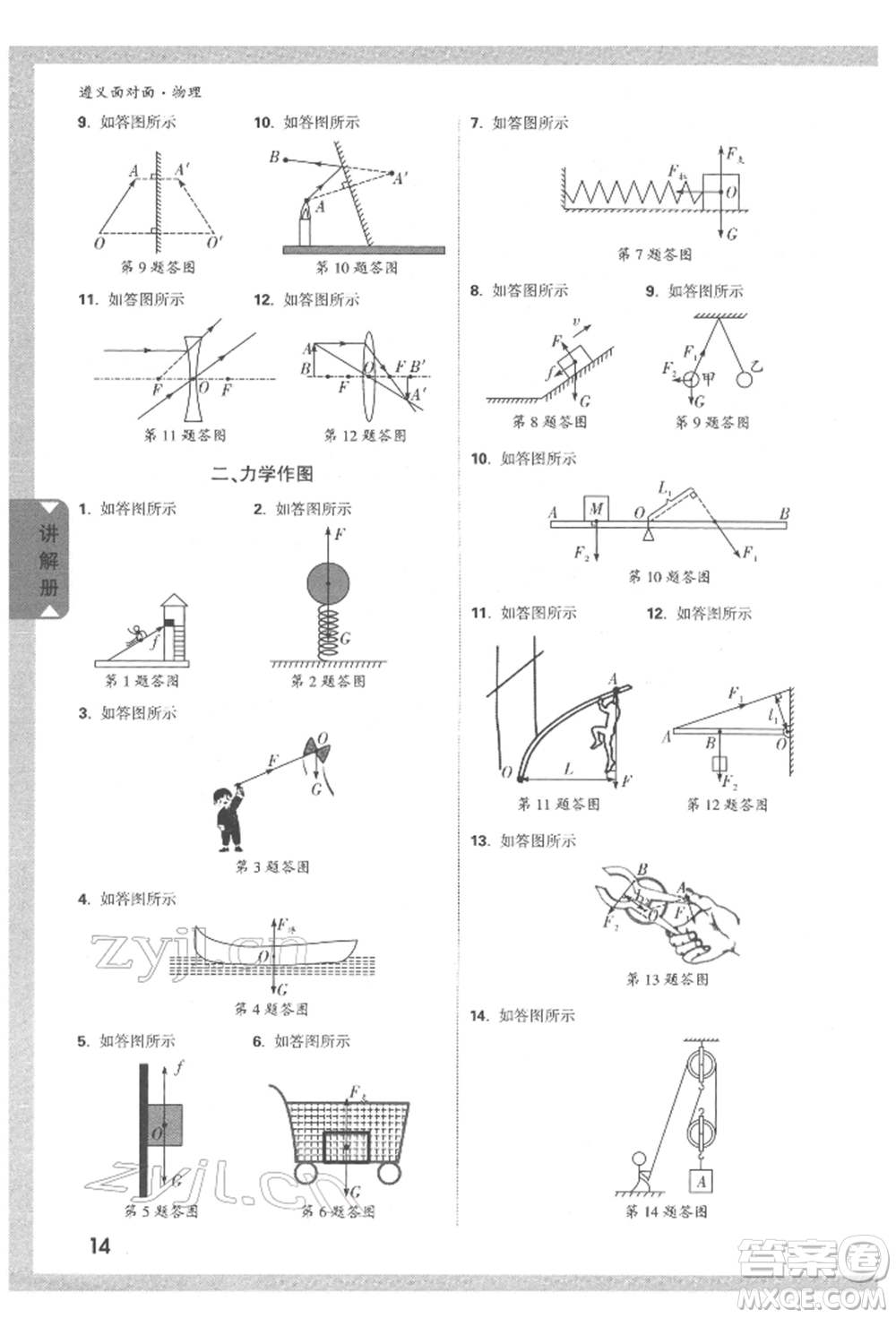 新疆青少年出版社2022中考面對面九年級物理通用版遵義專版參考答案