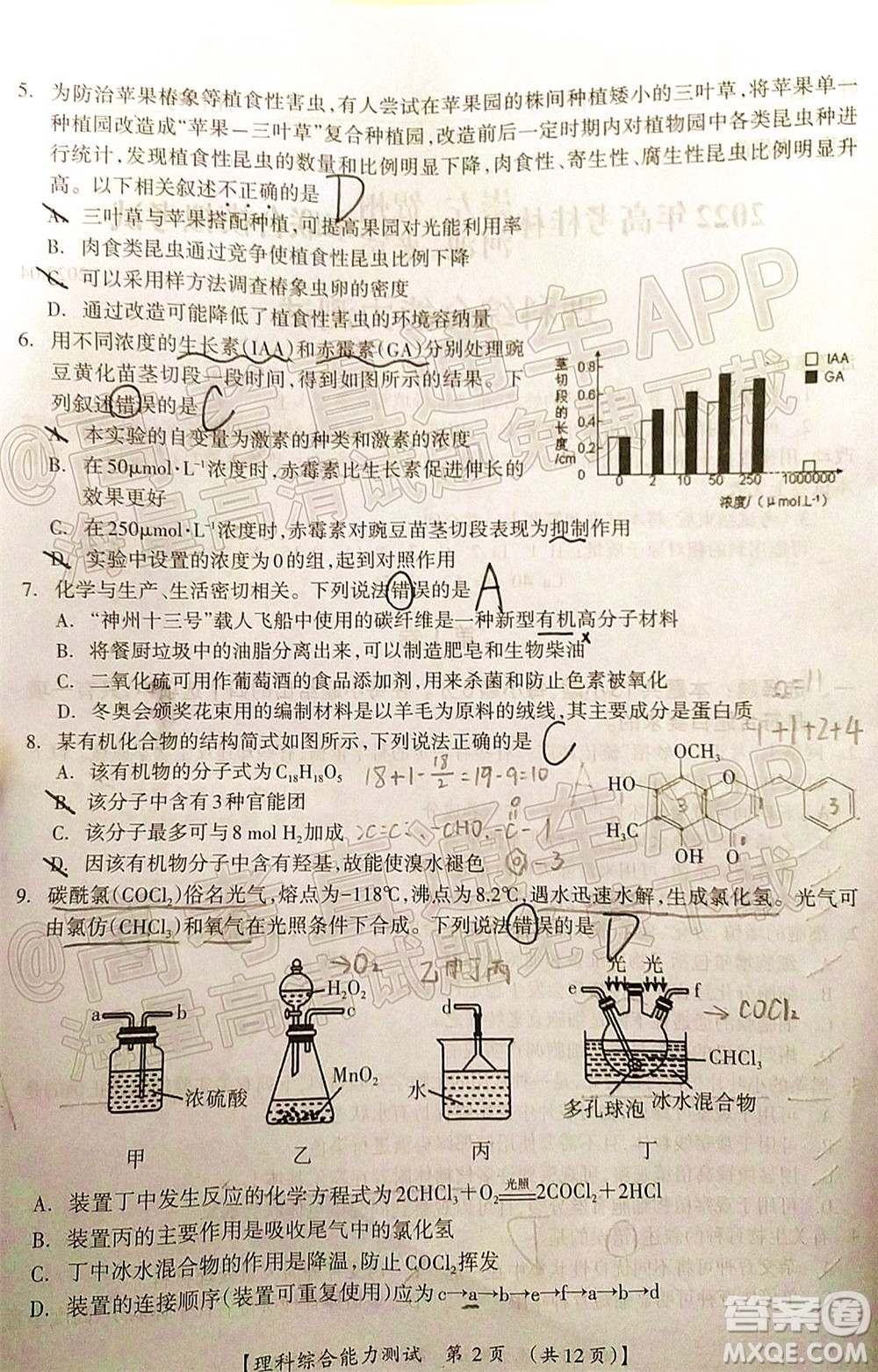 2022高考桂林崇左賀州河池來賓市聯(lián)合模擬考試?yán)砜凭C合試題及答案