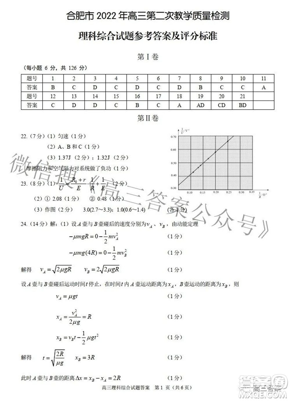 合肥市2022年高三第二次教學質量檢測理科綜合試題及答案