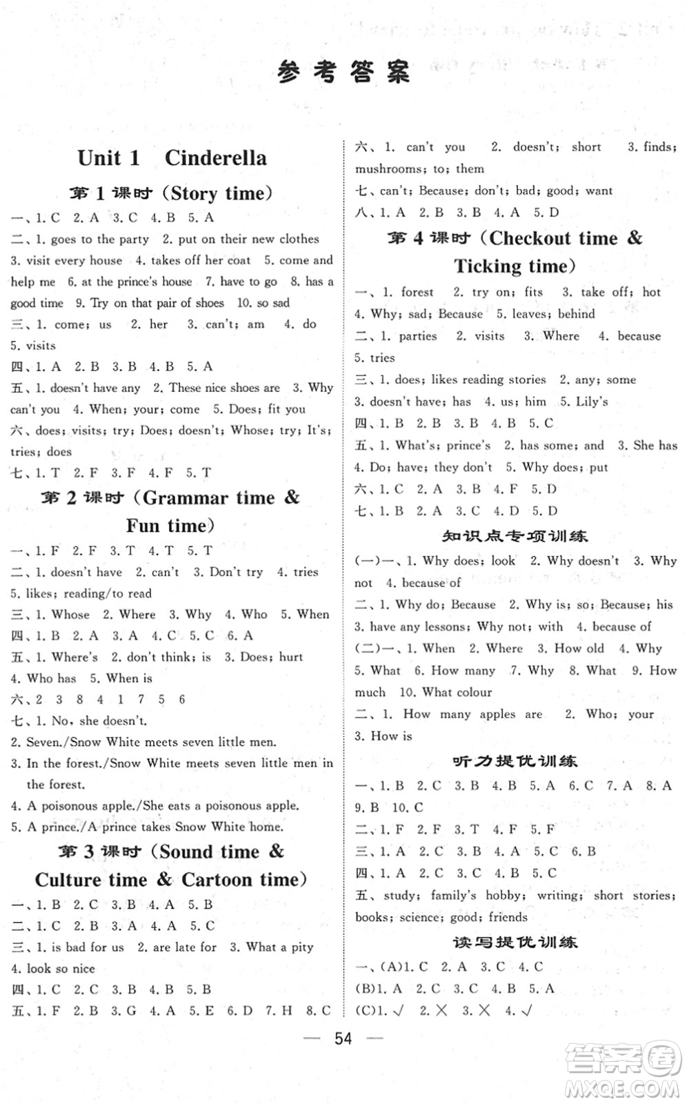 河海大學(xué)出版社2022學(xué)霸棒棒堂同步提優(yōu)五年級英語下冊江蘇版答案