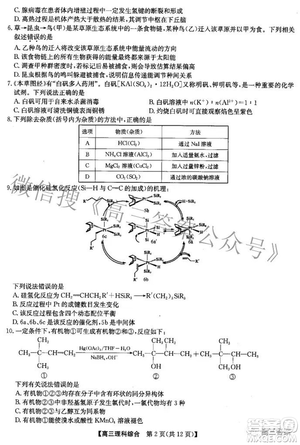 2022九師聯(lián)盟高三4月質量監(jiān)測理科綜合試題及答案