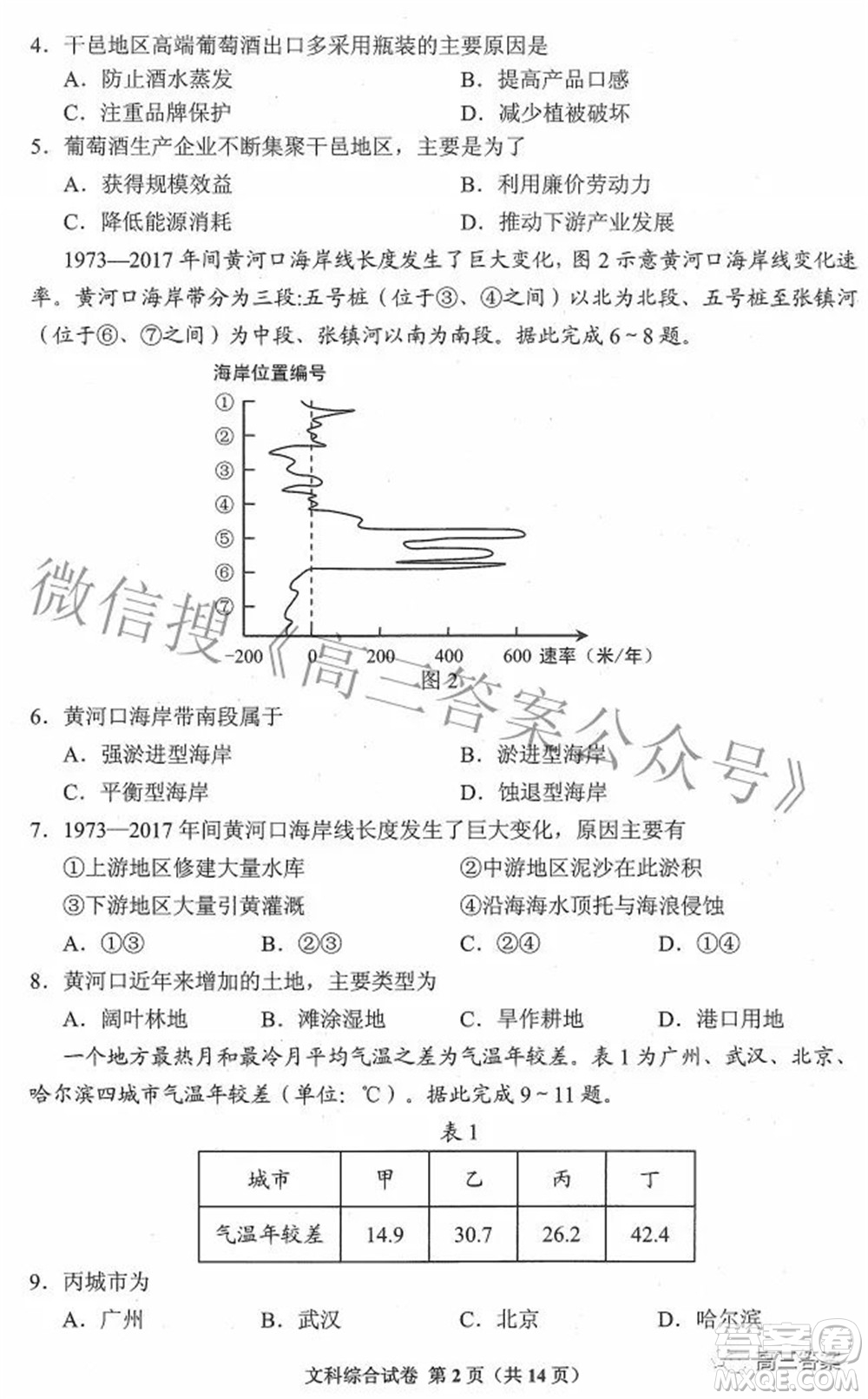 貴州省2022年普通高等學(xué)校招生適應(yīng)性測(cè)試文科綜合試題及答案