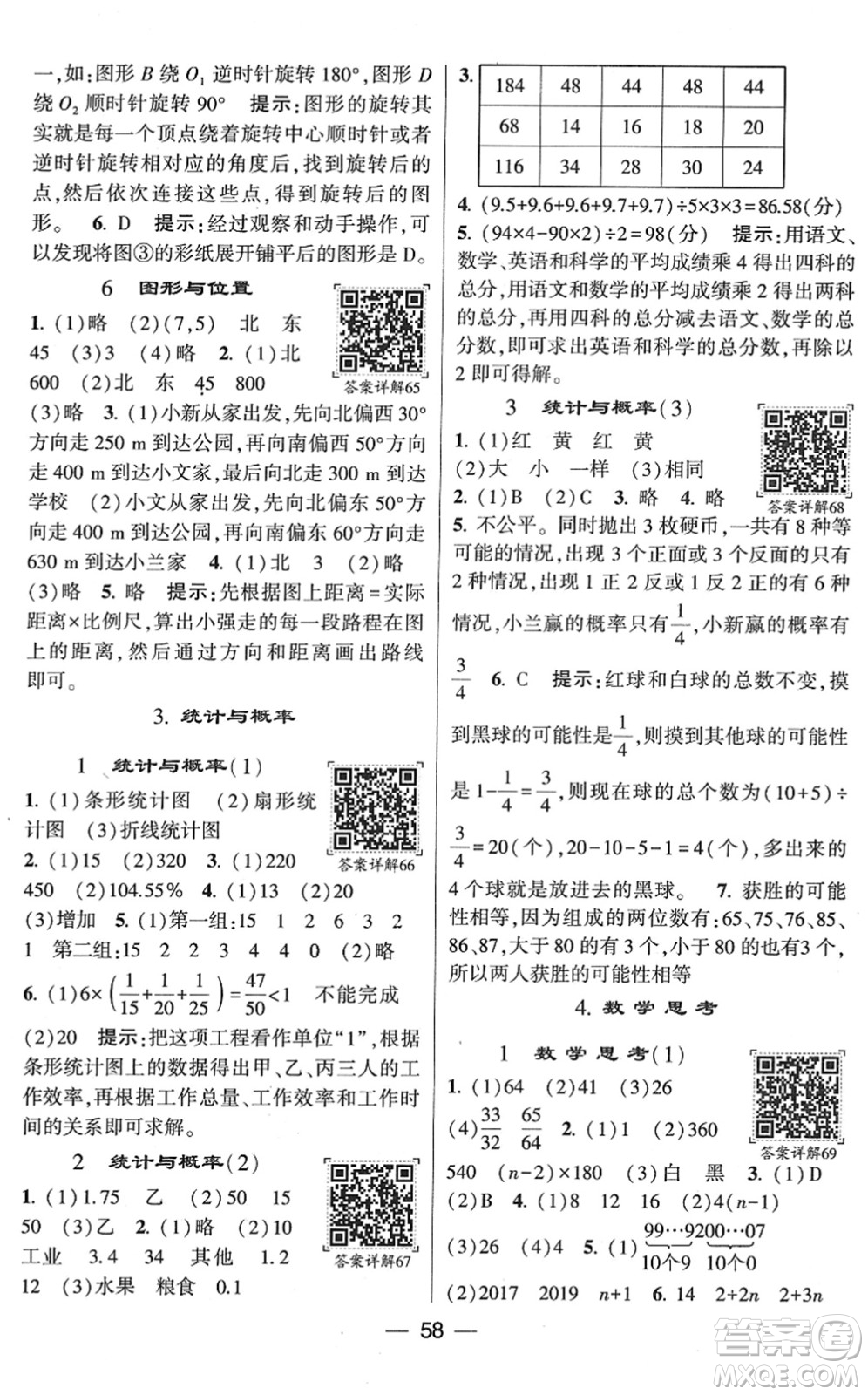 河海大學(xué)出版社2022學(xué)霸棒棒堂同步提優(yōu)六年級(jí)數(shù)學(xué)下冊(cè)RJ人教版答案