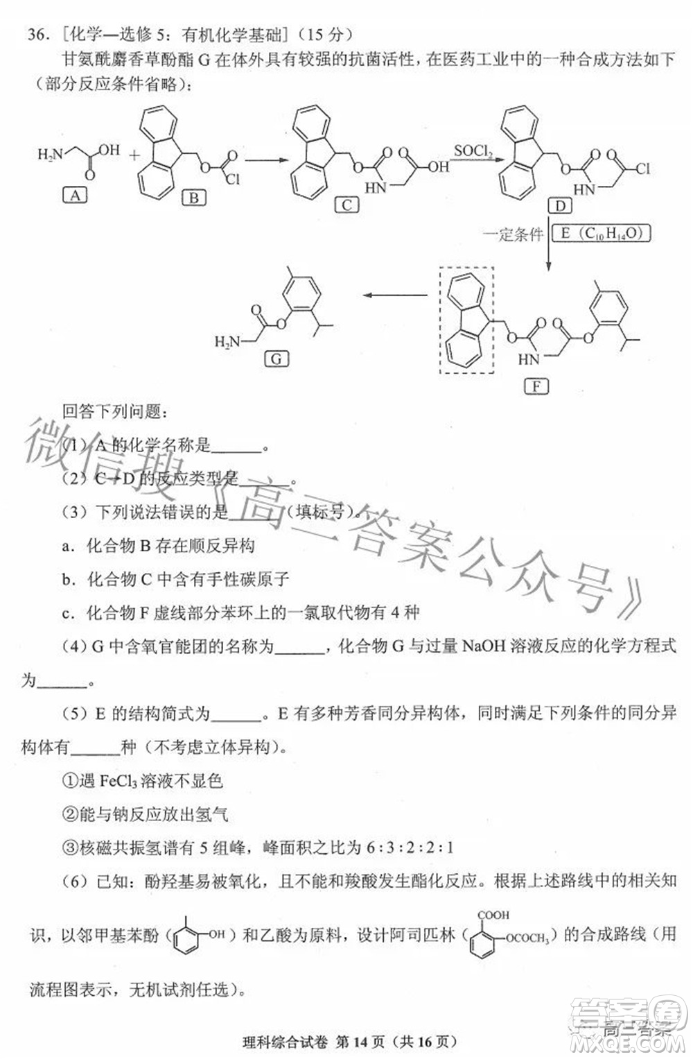 貴州省2022年普通高等學(xué)校招生適應(yīng)性測試?yán)砜凭C合試題及答案