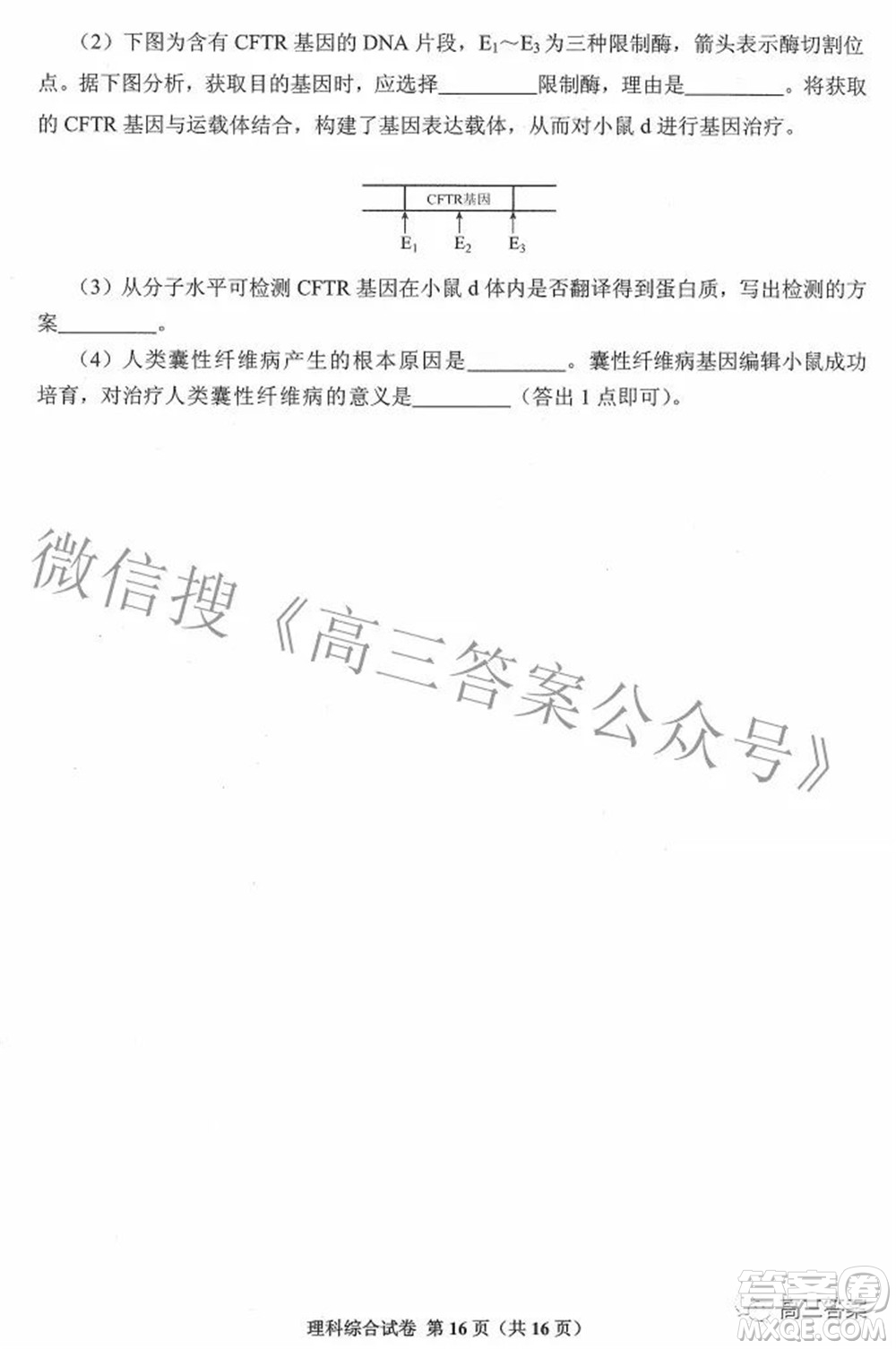 貴州省2022年普通高等學(xué)校招生適應(yīng)性測試?yán)砜凭C合試題及答案