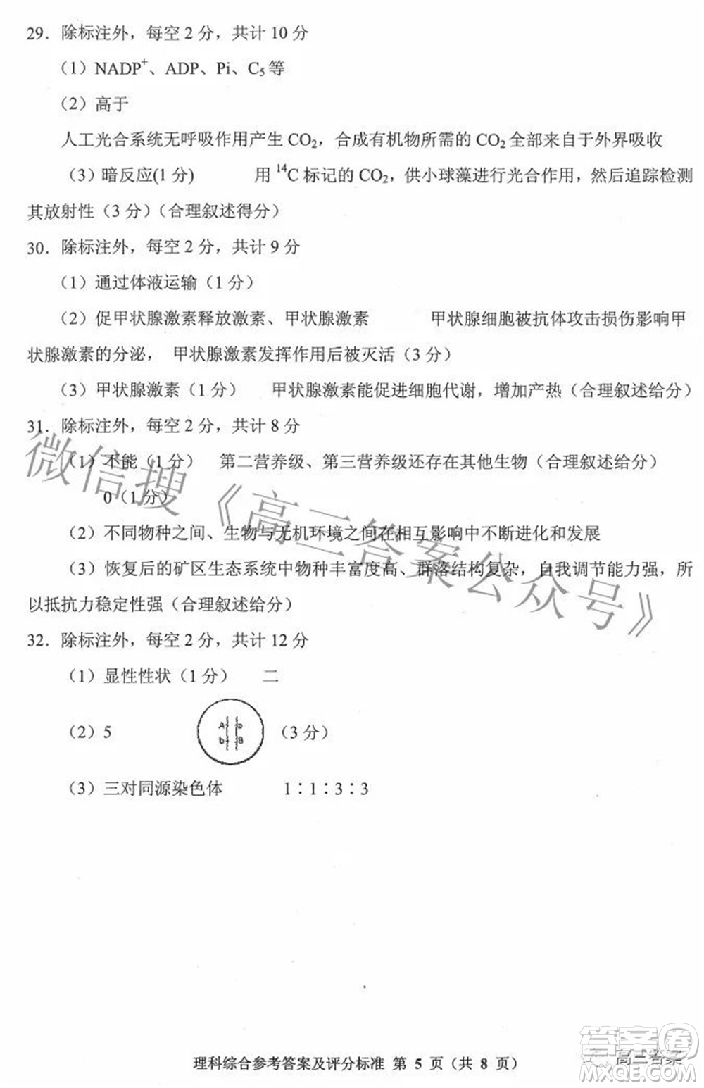 貴州省2022年普通高等學(xué)校招生適應(yīng)性測試?yán)砜凭C合試題及答案