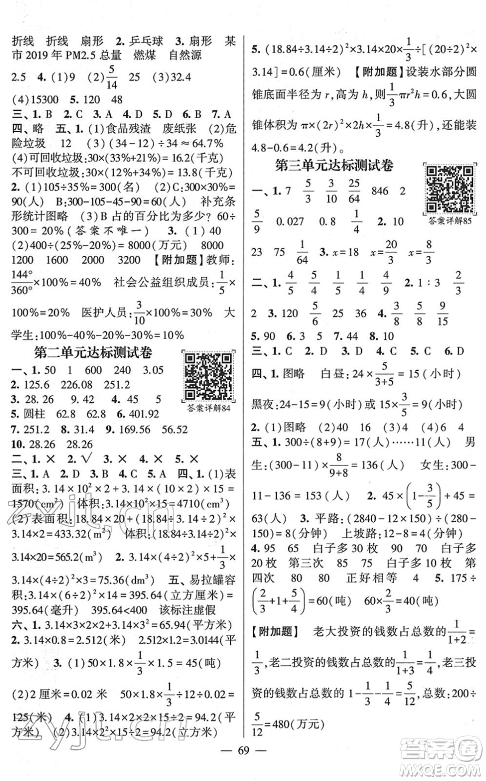 河海大學(xué)出版社2022學(xué)霸棒棒堂同步提優(yōu)六年級(jí)數(shù)學(xué)下冊(cè)SJ蘇教版答案