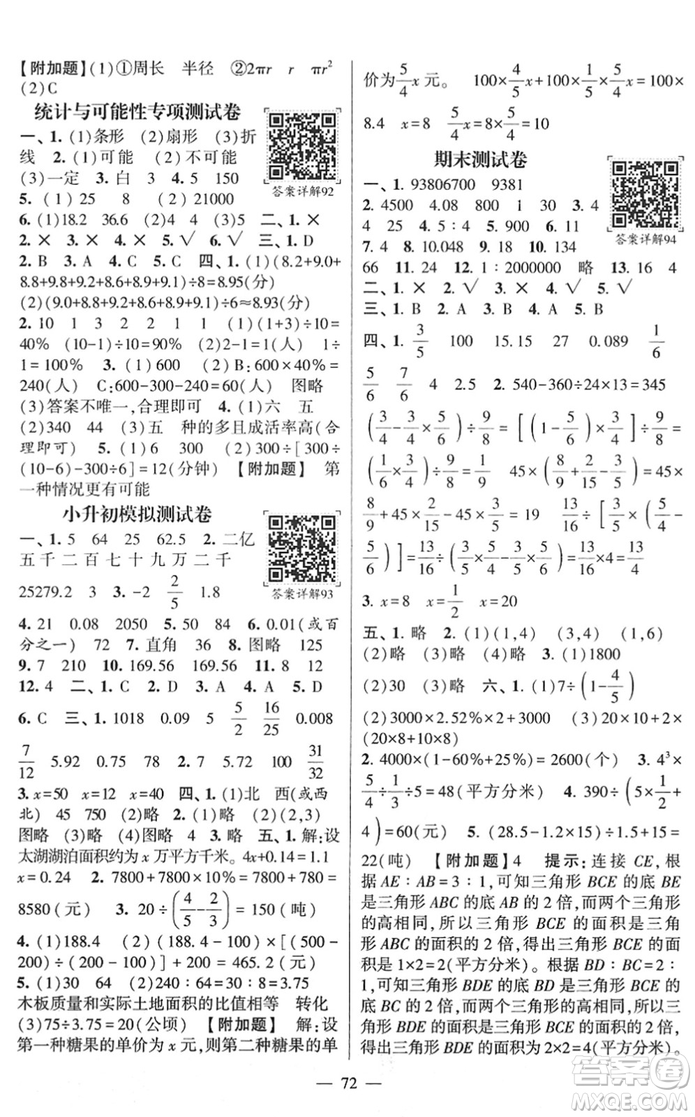 河海大學(xué)出版社2022學(xué)霸棒棒堂同步提優(yōu)六年級(jí)數(shù)學(xué)下冊(cè)SJ蘇教版答案