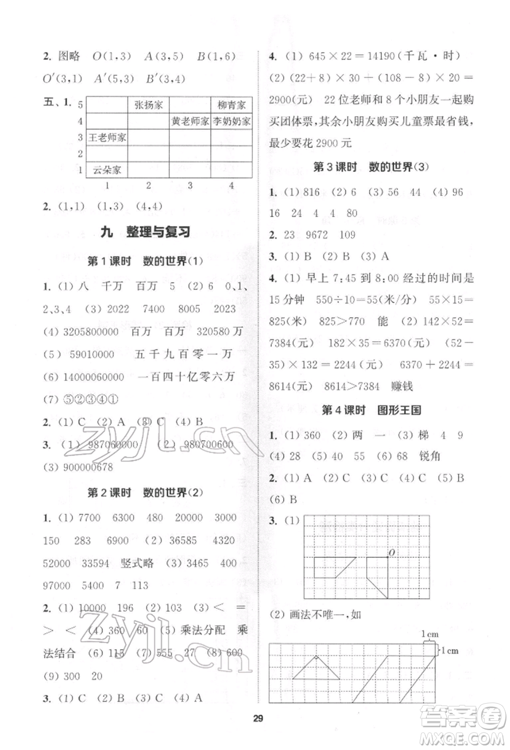 蘇州大學(xué)出版社2022金鑰匙1+1課時(shí)作業(yè)四年級(jí)下冊(cè)數(shù)學(xué)江蘇版參考答案