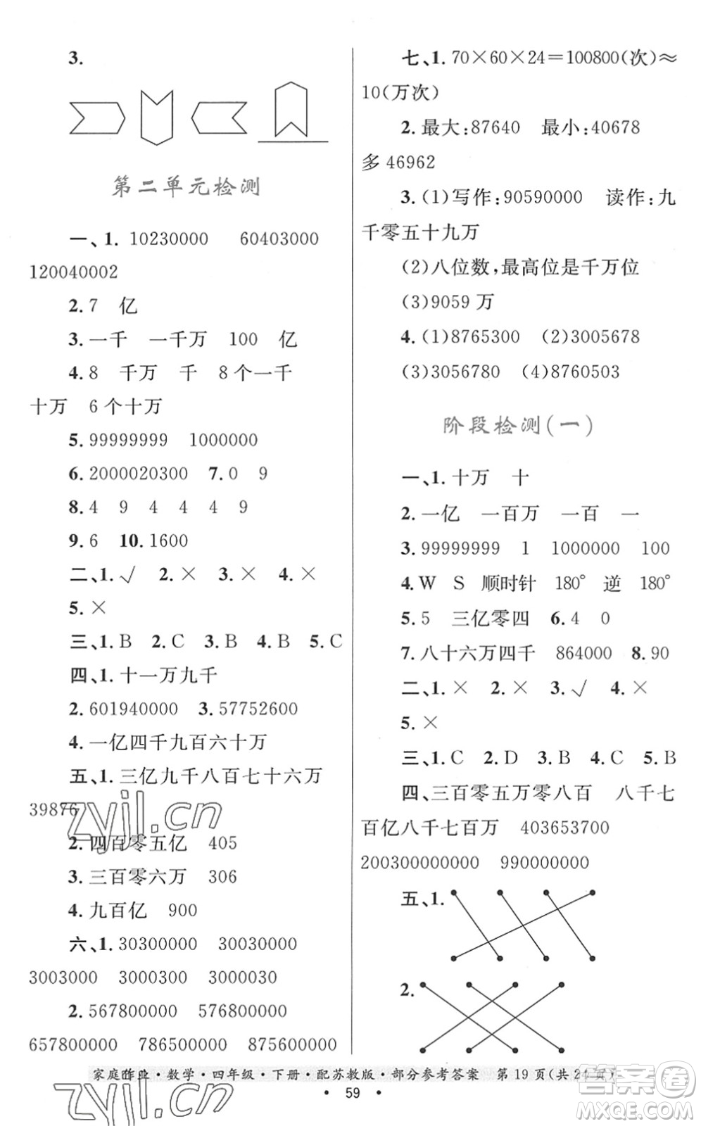 貴州人民出版社2022家庭作業(yè)四年級數(shù)學(xué)下冊蘇教版答案