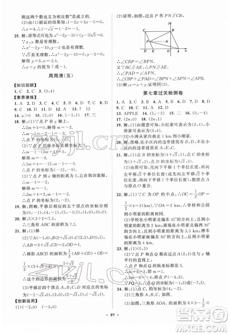 山東教育出版社2022初中同步練習(xí)冊分層卷數(shù)學(xué)七年級下冊人教版答案