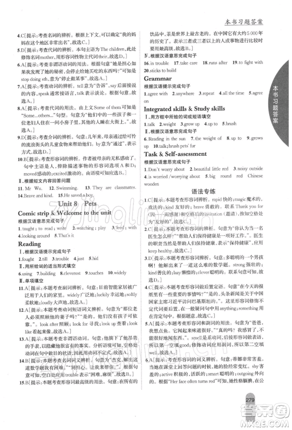 吉林人民出版社2022尖子生學(xué)案七年級下冊英語譯林版參考答案