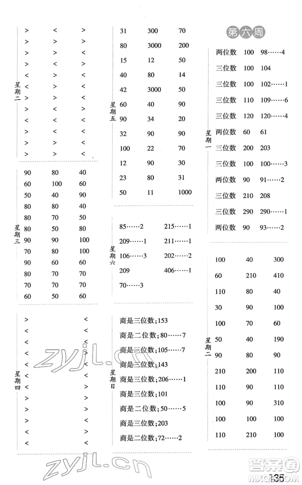 寧夏人民教育出版社2022經(jīng)綸學(xué)典口算達(dá)人三年級數(shù)學(xué)下冊RJ人教版答案