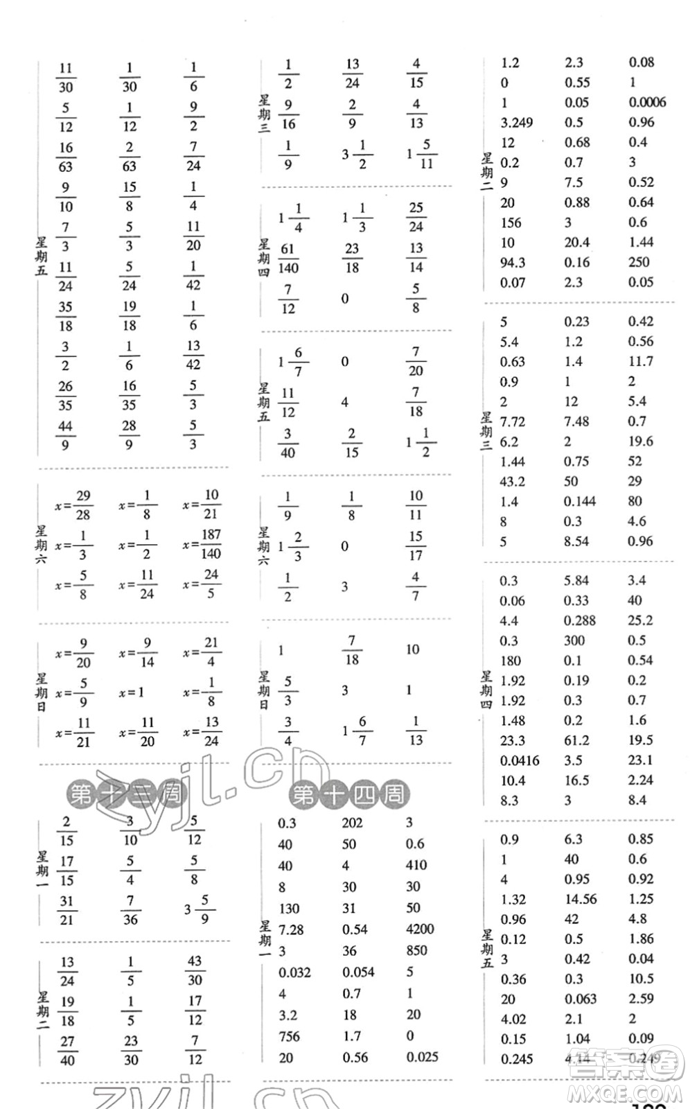 寧夏人民教育出版社2022經(jīng)綸學典口算達人五年級數(shù)學下冊RJ人教版答案