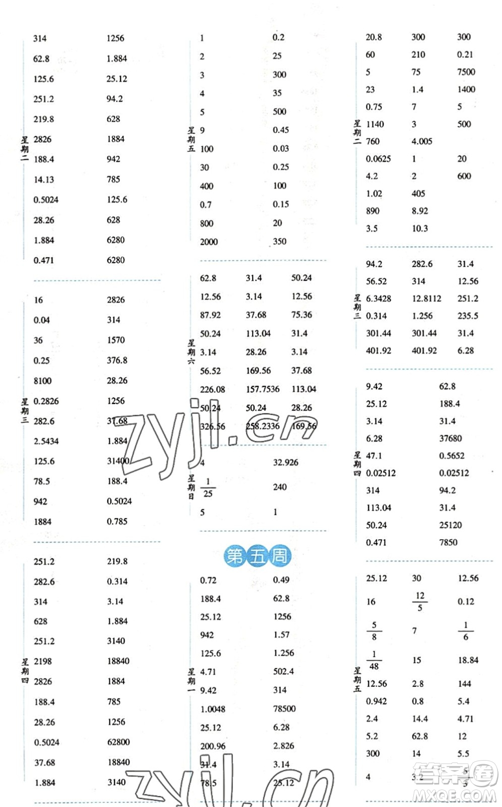 寧夏人民教育出版社2022經(jīng)綸學典口算達人六年級數(shù)學下冊QD青島版答案