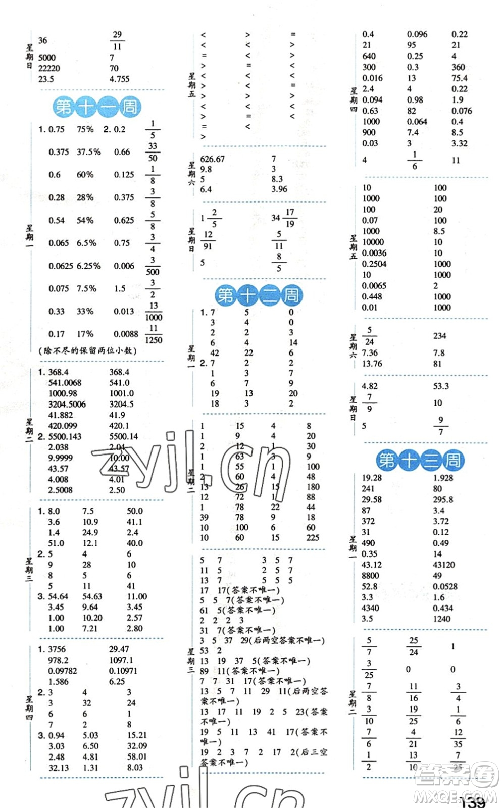 寧夏人民教育出版社2022經(jīng)綸學典口算達人六年級數(shù)學下冊QD青島版答案