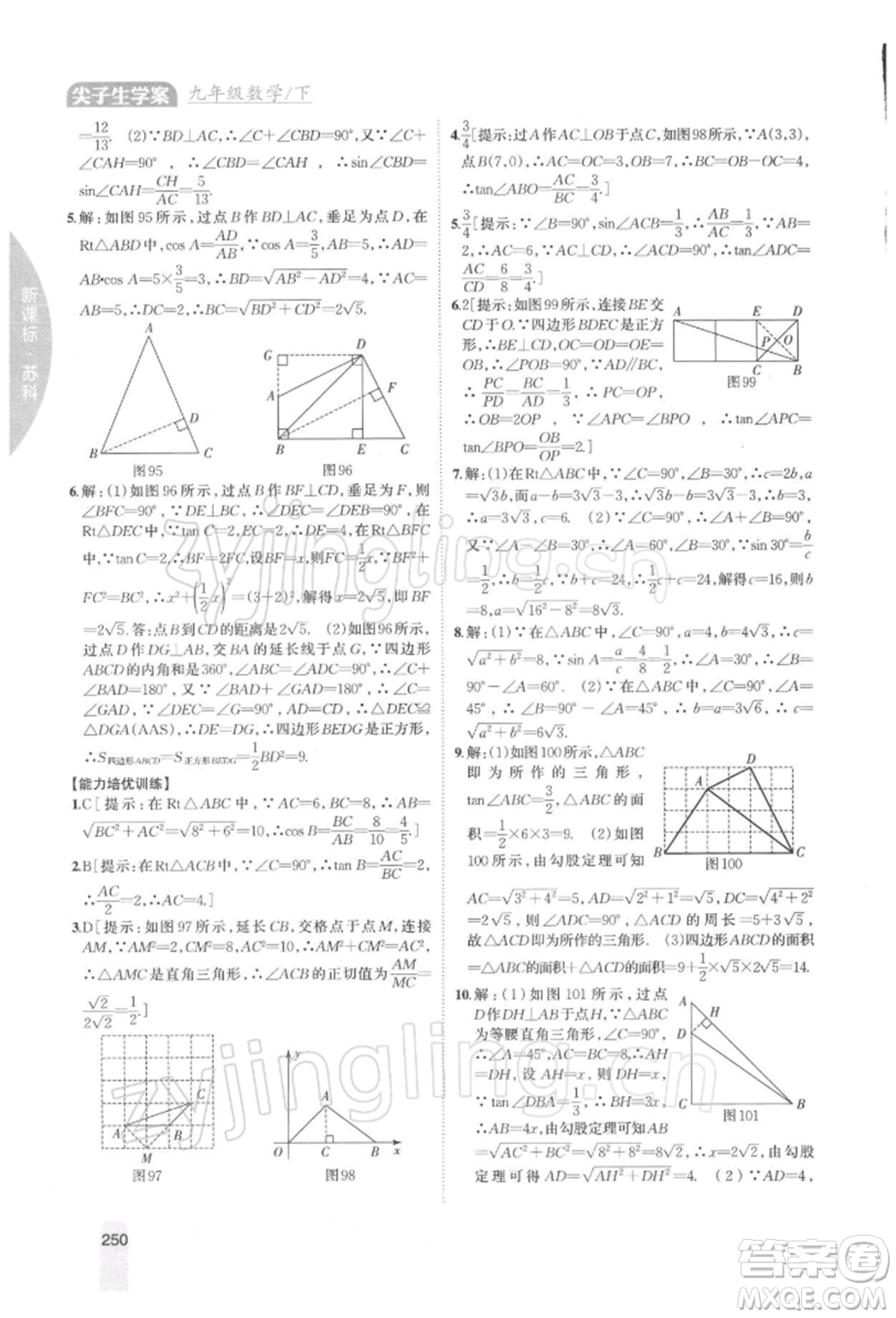 吉林人民出版社2022尖子生學(xué)案九年級(jí)下冊(cè)數(shù)學(xué)蘇科版參考答案