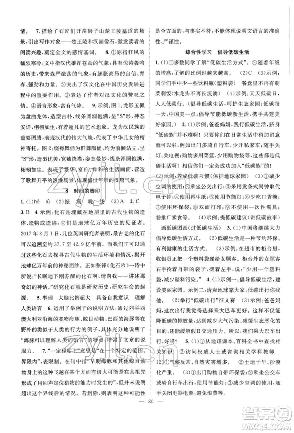 長江少年兒童出版社2022優(yōu)質(zhì)課堂導學案八年級下冊語文人教版B自主作業(yè)參考答案