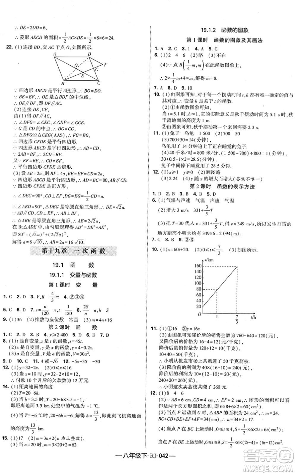 寧夏人民教育出版社2022學(xué)霸課時(shí)作業(yè)八年級(jí)數(shù)學(xué)下冊(cè)RJ人教版答案