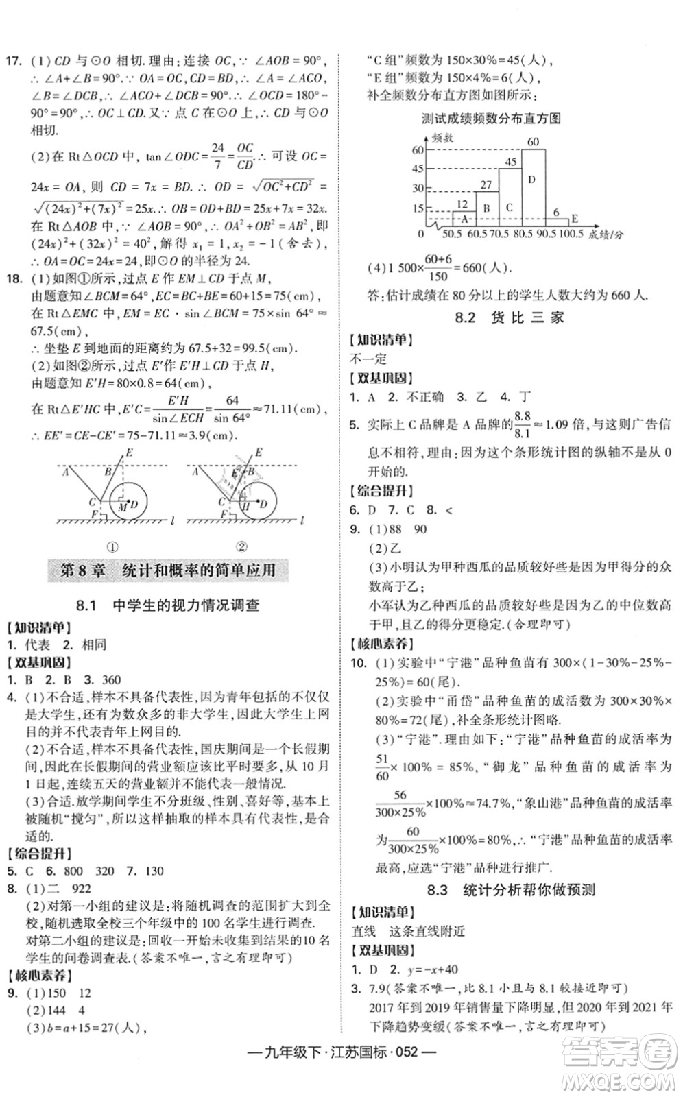 寧夏人民教育出版社2022學(xué)霸課時(shí)作業(yè)九年級數(shù)學(xué)下冊江蘇國標(biāo)版答案