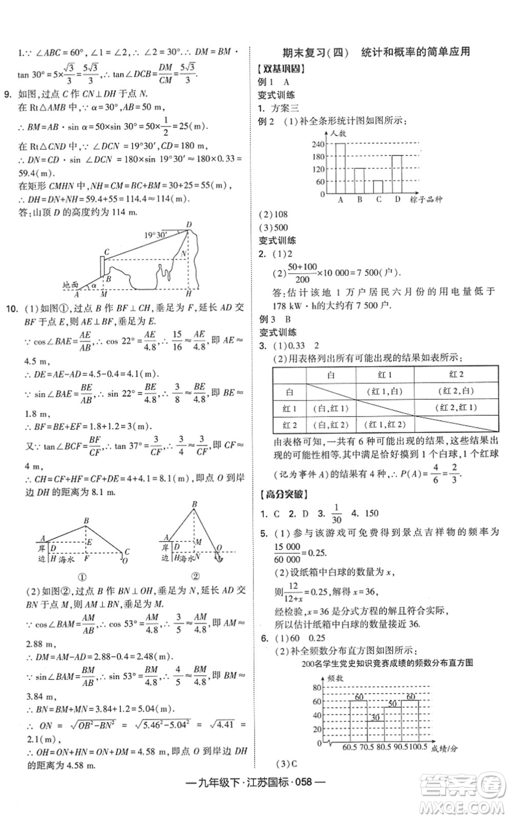 寧夏人民教育出版社2022學(xué)霸課時(shí)作業(yè)九年級數(shù)學(xué)下冊江蘇國標(biāo)版答案