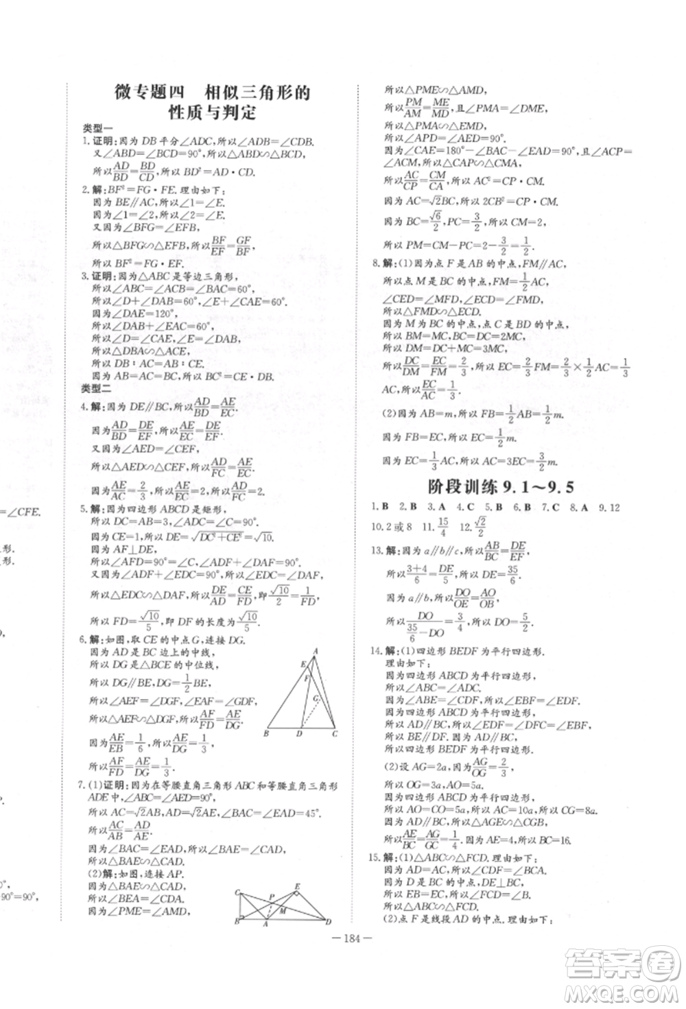 陜西人民教育出版社2022練案五四學(xué)制八年級數(shù)學(xué)下冊魯教版參考答案