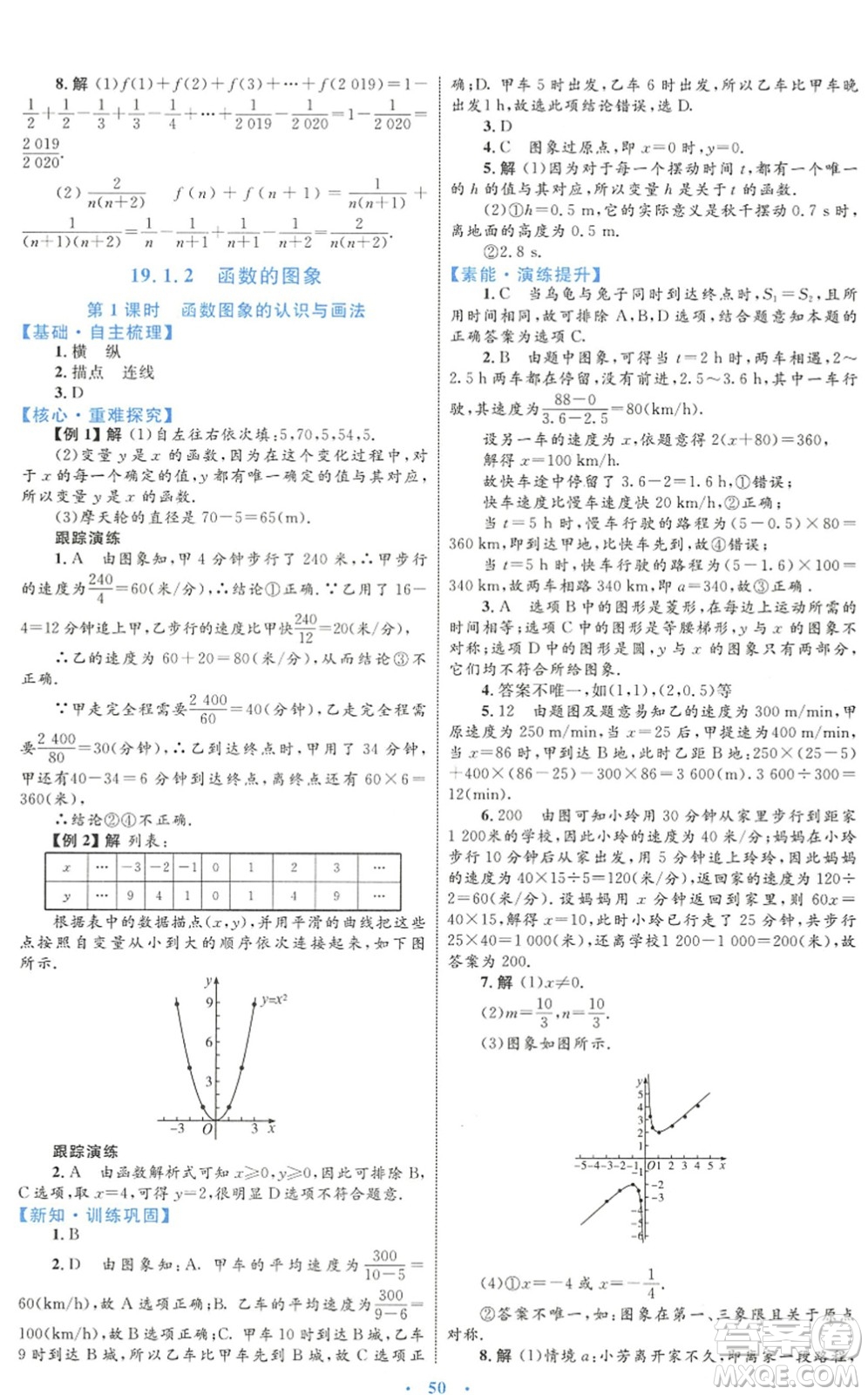 內(nèi)蒙古教育出版社2022初中同步學(xué)習(xí)目標(biāo)與檢測八年級數(shù)學(xué)下冊人教版答案