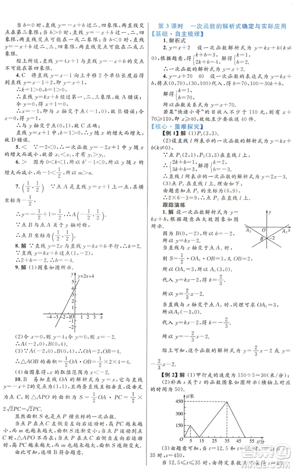 內(nèi)蒙古教育出版社2022初中同步學(xué)習(xí)目標(biāo)與檢測八年級數(shù)學(xué)下冊人教版答案