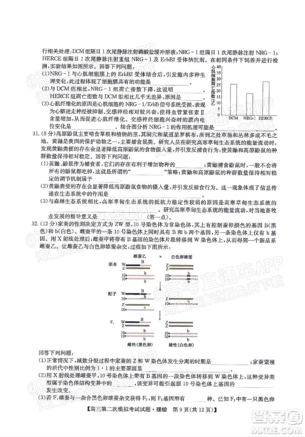 晉城市2022年高三第二次模擬考試?yán)砜凭C合試題及答案