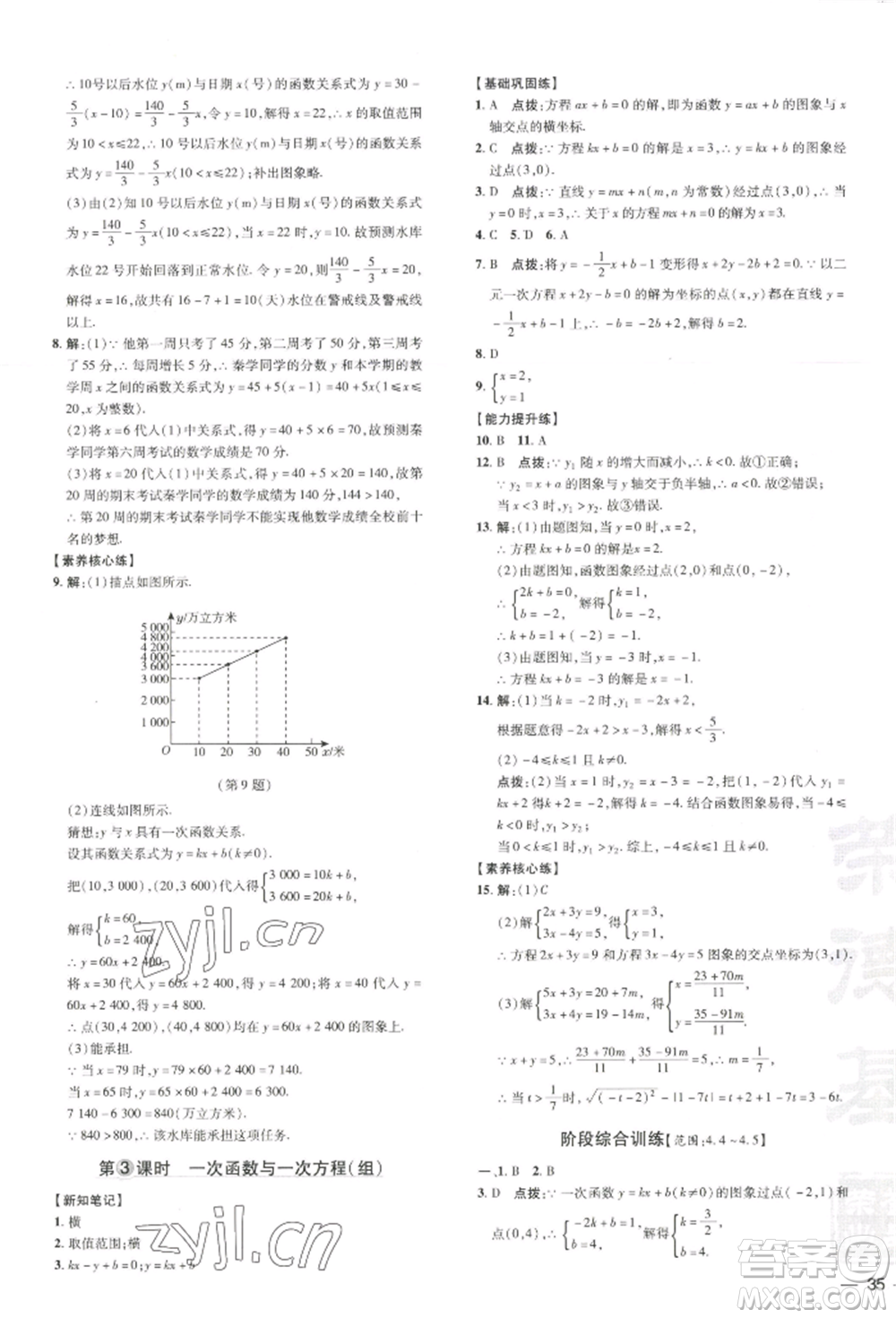 吉林教育出版社2022點(diǎn)撥訓(xùn)練課時(shí)作業(yè)本八年級(jí)下冊(cè)數(shù)學(xué)湘教版參考答案