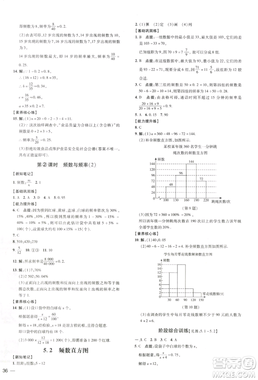 吉林教育出版社2022點(diǎn)撥訓(xùn)練課時(shí)作業(yè)本八年級(jí)下冊(cè)數(shù)學(xué)湘教版參考答案