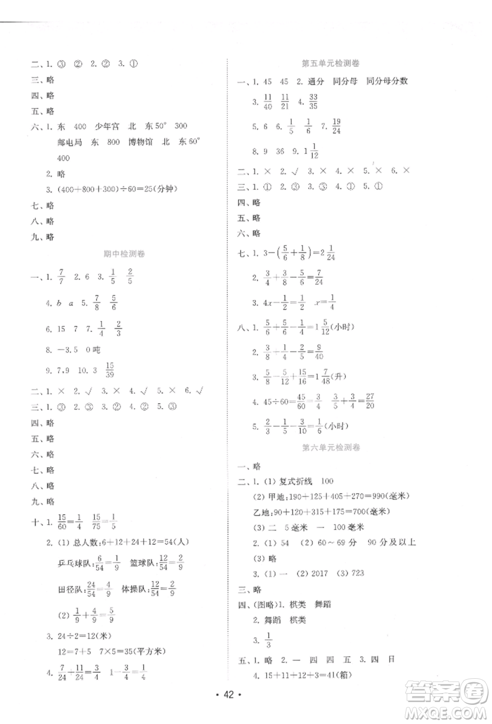 山東教育出版社2022金鑰匙小學(xué)數(shù)學(xué)試卷五年級(jí)下冊(cè)青島版參考答案