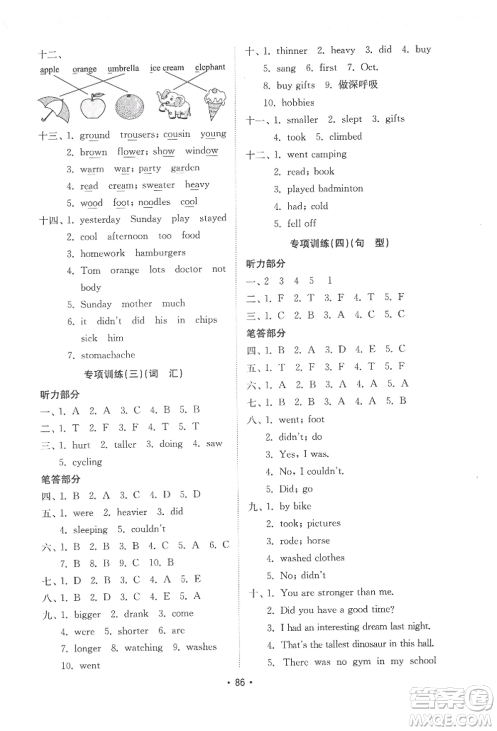 山東教育出版社2022金鑰匙小學英語試卷基礎練六年級下冊人教版參考答案